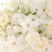 Dekorasi dinding bunga tulip dan lili susun bergaya Eropa, bergaya Instagram, warna putih, poliester, buatan tangan, kelas atas, untuk centerpiece meja pernikahan