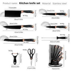 Ensemble de <span class=keywords><strong>couteaux</strong></span> de cuisine 9 pièces en acier inoxydable avec support à <span class=keywords><strong>couteaux</strong></span> en acrylique - Product Image 2