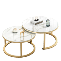 Nordique De Luxe Simple Blanc Métal Pierre Or Nidification Table Basse Bois Extensible Mobile pour Salon Cuisine Maison
