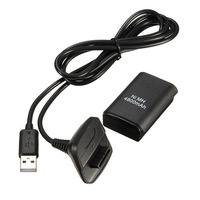 Kit de charge 2-en-1 avec batterie 4800 mAh et câble de charge USB pour manette sans fil Xbox 360 – Chargez et jouez