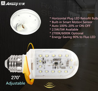 Bombilla LED de Repuesto con Sensor de Movimiento para Microondas, Horizontal, 5W, E27, para Panel de Luz de Techo