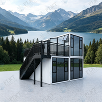 Maison conteneur FLKT en kit avec escalier et couloir, dortoir modulaire préfabriqué multi-pièces en conteneur maritime