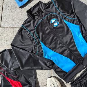 Tracksuit Custom High Quality 100% Polyester Sweat Suits Stripes <b>Zip</b> <b>Up</b> <b>Jackets</b> And Jogger Set Design Tracksuit Manufacturers - Product Image 3