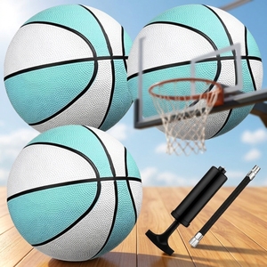 Wholesale Custom Rubber <b>Basketball</b> Set with Blue/White Sports Ball for Training <b>Gift</b> - Product Image 2