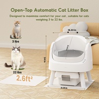 Bac à litière pour chat intelligent automatique à grande capacité et design ouvert |   Contrôle des odeurs, plastique écologique, facile à nettoyer et à installer