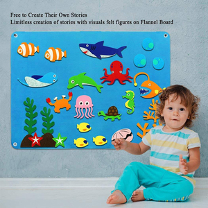 Unisex Đại Dương Lớn Động Vật Flannel Cảm Thấy Hội Đồng Quản Trị Câu Chuyện Thiết Lập Giáo Dục Đồ Chơi Trẻ Mới Biết Đi Trẻ Mầm non Lớp Học Hoạt Động Kit Túi - Product Image 5