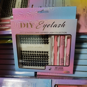 Kit d'extensions de cils réutilisables LC228 New Natural DIY 10D Fluffy avec cils en faux vison PBT, <span class=keywords><strong>tiges</strong></span> courtes, bande en <span class=keywords><strong>coton</strong></span> noir - Product Image 3