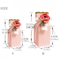 Boîte à dragées de mariage rectangulaire en papier artisanal écologique de luxe avec ruban floral, emballage cadeau réutilisable, nœud, chocolat