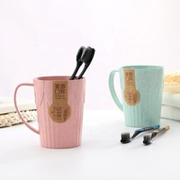 Brosse à dents en fibre de paille de blé écologique tasse à eau paille de blé rince-bouche tasse couleur unie simple tasse à eau accessoires de salle de bain