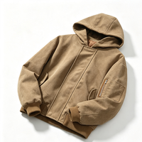 Blouson Bomber en Toile Personnalisé pour Homme Grande Taille, à Capuche, avec Poche sur le Bras, Doublure Matelassée Côtelée, Hiver, Décontracté, Vente en Gros, Vêtements d'Extérieur, Streetwear, OEM