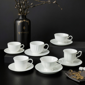 ถ้วยชาคาปูชิโน่อิตาลีพร้อมชุดจานรองแก้วกาแฟถ้วยชาเซรามิกสีขาวแบบแบนออกแบบได้ตามต้องการ - Product Image 4