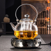 Théière en verre de style contemporain, transparente, 1090 ml, construction durable, infuseur, filtre, résistante à la chaleur, qualité alimentaire, noble