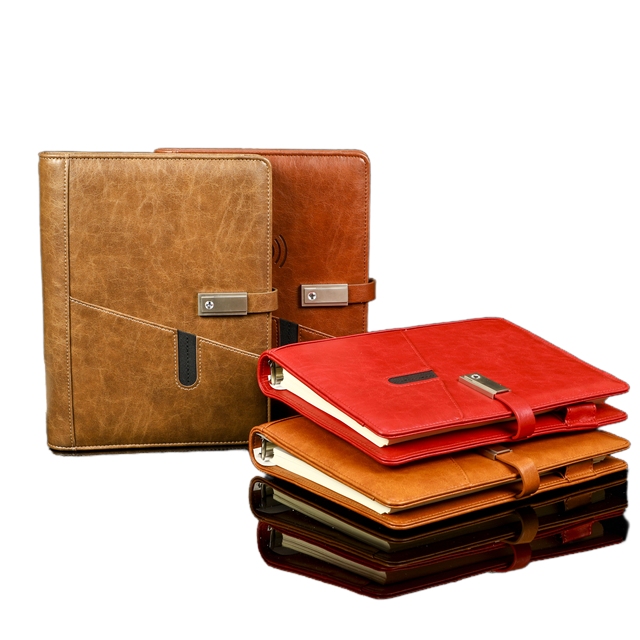 Wholesale Luxury Smart Notebook Agenda with Power Bank Dairy Notebook with USB Flash Drive