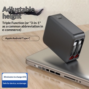 Chargeur avec protocole complet de charge rapide, double ports A+C, avec câble rétractable, pour têtes de charge rapide Apple et Huawei - Product Image 6