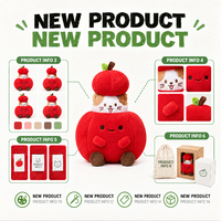 Peluche chaton pomme rouge personnalisée, directement de l'usine, OEM ODM, en coton PP et polyester, animal en peluche en gros, MOQ, peluche amusante