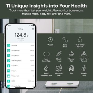 Smart for Body Fat Color BIA Digital BMI Water Muscle Tracking LCD Display <b>Battery</b> Powered 180kg Capacity for Bathroom - Product Image 4