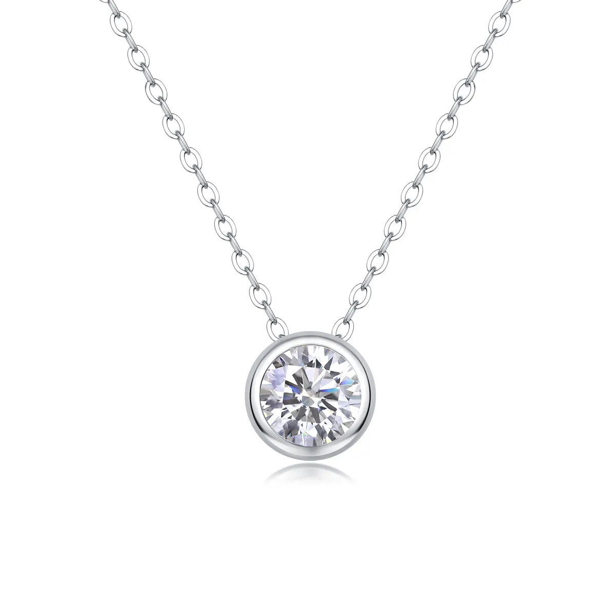 Trendy 1CT D Color VVS Moissanite Diamond Necklace Pendant 18K White Gold Plated 925 Silver with GRA Certificate Custom Jewelry