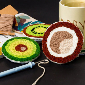 Kit de broderie punch DIY motif floral ; Sous-verre brodé fait main durable ; Kit d'artisanat punch pour enfants débutants - Product Image 4