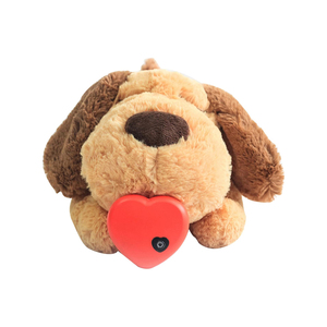 Cute Dog Heartbeat Soft <b>Plush</b> Squeaky Toy for Separation Anxiety Relief and Calming Aid <b>Cat</b> Teaser - Product Image 1