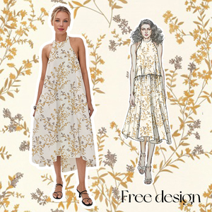 Chất Lượng Cao Tùy Chỉnh V Cổ Ngắn Tay Áo Dài Hoa In Maxi Dresses Phụ Nữ Hoa Bông Ăn Mặc - Product Image 4