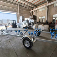 Remorque pour bateau à essieu unique, capacité de charge de 1 tonne, remorque pour bateau à plateau roulant, traitement de surface galvanisé à chaud, antirouille