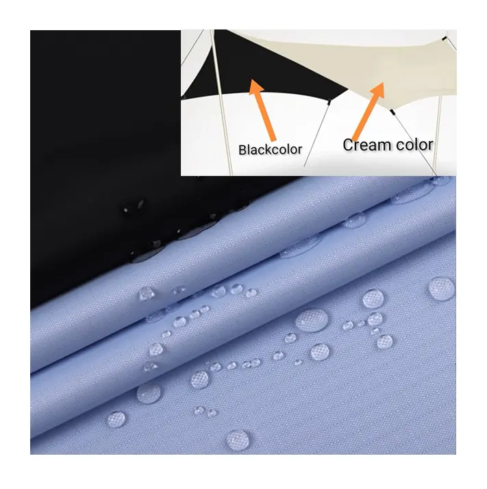 10000Mm Water-Repellency Slip Anti-Uv Volledige Shading Blackout 100 Polyester Oxford Ripstop Zwarte Lijm Coating Luifel