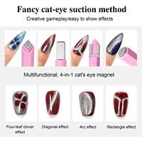 Nouvel Outil Magnétique Exclusif Transfrontalier pour Nail Art en Acrylique, Multifonctionnel Quatre-en-un, en Forme d'Œil de Chat et de Diamant, Détachable