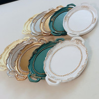 Plateau de service rond minimaliste en céramique de style Ins, plat à bijoux, assiette à ornements, artisanat fait main, accessoires de photographie de mariage