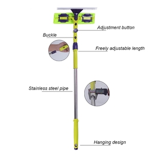 Outil de nettoyage des vitres P1319, brosse rotative à tête en silicone, épurateur <span class=keywords><strong>double</strong></span> <span class=keywords><strong>face</strong></span>, tige télescopique, essuie-glace, nettoyeur de vitres, <span class=keywords><strong>raclette</strong></span> pour fenêtres - Product Image 2
