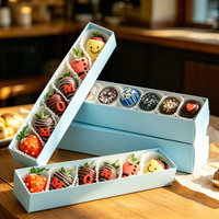 Boîte en papier personnalisée pour chocolat et fraises, qualité alimentaire, avec fenêtre transparente intégrale en PET, emballage pour desserts, bonbons et biscuits