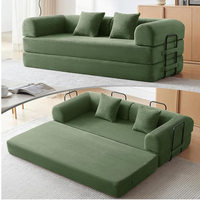 Sofá Cama Plegable Moderno de 4 Plazas, Sofá Convertible de Pana, Cama King Size, Sofá Modular 4 en 1 Combinable DIY