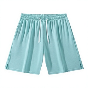 Mesh Fabric Breathable Loose Fit Elastic Waist Shorts Men Clothing Athletic Shorts Elastic Waist Drawstring Casual Bermuda Short - Product Image 1