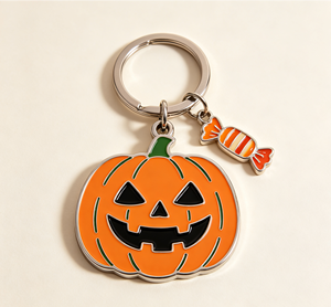 Porte-clés en métal émaillé Citrouille d'Halloween, en alliage de zinc, cadeau souvenir personnalisé - Product Image 3