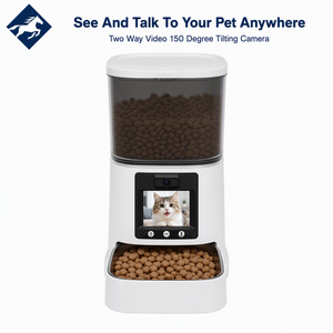 Distributore Automatico di Cibo per Animali WiFi 5L con Videocamera Bidirezionale, Visione Notturna, Riconoscimento AI, Design Carino e Portatile per Cani e Gatti - Product Image 2