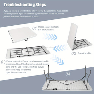 Table pliante portable d'extérieur en plastique blanc de 2,4 m pour événements, dîner, barbecue, pique-nique, camping – Vente en gros - Product Image 6