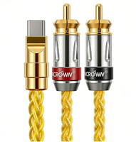 Câble audio tressé 1 vers 2 en cuivre monocristallin 7N Type-C double RCA pour écouteurs Android/téléphone portable avec décodage CY-type-2RCA