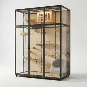 Casetta per Gatti in Legno Rustico Stile Fienile, Multi-Gatto, Design Silo, Stile Country/Fattoria - Product Image 1