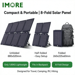 Panel Solar Plegable IMORE de 60W, Negro, Portátil, Monocristalino, para Exteriores, con Cables y Conectores - Product Image 5