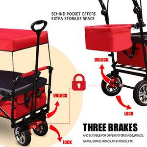 Carro de jardín plegable de gran capacidad para jardín al aire libre, vagón plegable de playa con dosel utilitario - Product Image 4
