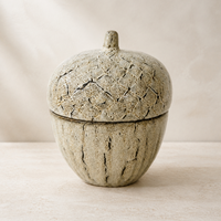 Pot décoratif en céramique Sandy fait main, écologique, texturé 3D, en forme de gland, avec couvercle, pour la décoration intérieure
