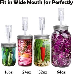 Geniş ağız kavanozları için fermantasyon kiti silikon grometler Airlocks silikon yüzükler ile paslanmaz çelik fermente kapaklar - Product Image 5