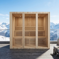 Sauna infrarouge d'intérieur en bois de pruche de luxe, cabine de sauna d'angle à spectre complet pour 4 personnes, centre de bien-être moderne pour la maison