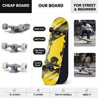 Skateboard complet Maple Double Kick à 4 roues pour débutants, adultes, adolescents, garçons, filles - Vente en gros
