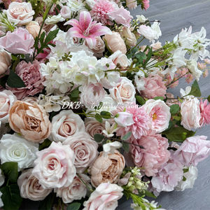 DKB Wholesale Handmade Wedding Mother's Day Table Flower Decoration <b>Pink</b> Artificial Big Flower Runner for Centerpiece <b>Backdrop</b> - Product Image 4