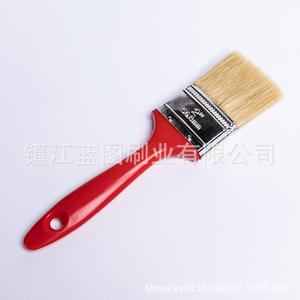 Brocha plana para pintar con cerdas de cerdo, mango de plástico rojo, 2 pulgadas (50.8 mm), origen Zhenjiang - Product Image 1