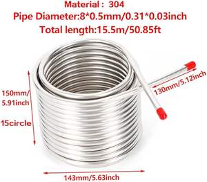 ท่อทำความเย็นเบียร์50ฟุตขดลวดสาโทสแตนเลสสตีลชิลเลอร์แช่สแตนเลส304 12.7qt ถังหมักเบียร์ - Product Image 4