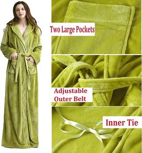 Accappatoio Lungo da Donna in Pile Termico Morbido con Cappuccio, in Flanella, Caldo e Confortevole per Casa - Product Image 6