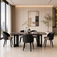 Ensemble de table à manger moderne de luxe en marbre avec 6 chaises rembourrées pour appartement, hôtel et villa