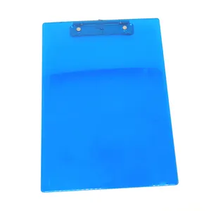 Presse-papiers acrylique A4 personnalisé de couleur bleue robuste avec crochet de suspension Tableau à pince d'écriture Taille A4 Insertion de dossier en plastique à languette supérieure 4cm