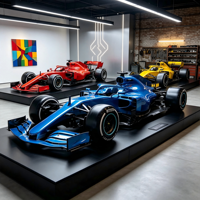 Sculpture de voiture de course F1 en résine et fibre de verre, décorative et artistique, peinte à la main, pour musée automobile et exposition de voitures